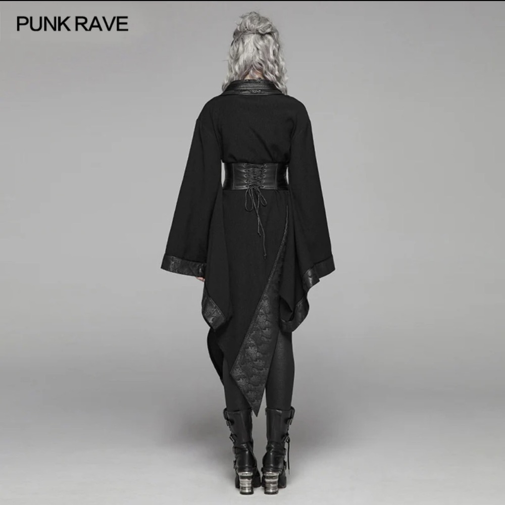 NWT Punk Rave Dark Goth Long Sleeve Asymmetric Kimono Visual Kei - Picture 3 of 13